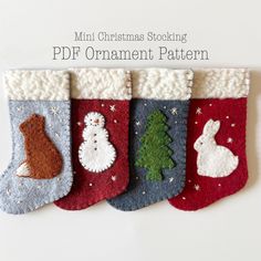 christmas stockings with animals and trees on them