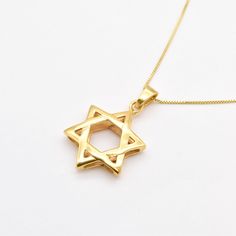 Star Of David Necklace made of Gold Vermeil: 18k Gold over Solid 925 Sterling Silver ☞ made to last. Matching Ring & Matching Earrings ☞ please ask me Details:• Dimensions: Pendant Height 32.5mm, Width 19.7mm• Free Complimentary Chain• 18k Gold Vermeil SKU TE-036 Gold Star Necklace, Star Of David Necklace, Ring Matching, Star Necklace Gold, Matching Ring, Matching Rings, Star Of David, Gold Star, Dream Jewelry