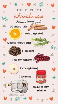 Add all ingredients into a pot and leave on simmer for hours to have your house smelling like Christmas all season Winter Simmer Pot, Winter Comfort Food Recipes, Healthy Winter Recipes, Summer Smells, Air Freshener Recipes