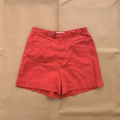 "Womens Red Chinos Shorts--Vintage 90s The Limited--Size 4 Brand: Limited Size: 4 Measurements: 12.5\" flat waist, 14\" length  100% cotton shirt chinos from the 1990s. Features a 2 button and zipper enclosure. Very comfortable fit, mid rise. One tiny pinhole from tag near front left pocket, shown in photo. We are passionate about giving vintage fashion a second (or third or fourth) chance by recycling pre-worn clothing. Items are sold as is and photos will detail any notable effects of wear. Vi Red Chinos, Handmade Knitwear, The 1990s, Fair Isle Sweater, Blue Wool, Chino Shorts, Short Outfits, Lady In Red, Clothing Items