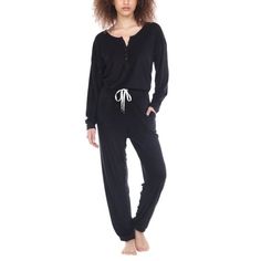 This super soft jumpsuit is the ultimate Fall find. Made of cozy terry cloth in an uncomplicated design with drawstring waist detail for an easy loose fit, sure to keep you comfy at home or on the go! Size: XL.  Color: Black.  Gender: female.  Age Group: adult. Honeydew, Terry Cloth, Pajamas Women, Drawstring Waist, Gender Female, Pajama Set, The Go, Onesies, Age Group