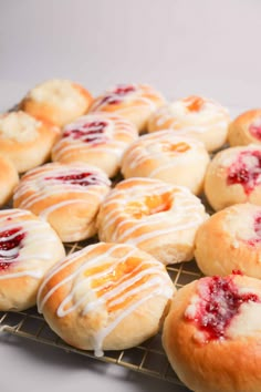 freshly baked pastries on a cooling rack ready to be eaten