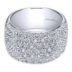 Celebrate a wedding anniversary with this wide band ring encrusted with glittering prong-set round diamonds. 14k White Gold Fancy Pavé Anniversary Band | AN3015W44JJ Engagement Rings | Fashion Jewelry | Gabriel NY #uniquering #anniversaryring #anniversaryband #simplering #diamondring #classicring Anniversary Wedding Band, Diamond Anniversary Bands, Wide Band Ring, Rings Fashion, Diamond Anniversary Rings, Diamond Anniversary, Wide Band Rings, Pretty Stuff, Anniversary Bands