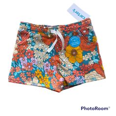 Floral Print Nwt Carter’s Drawstring Shorts. 100% Cotton. Size 4t. 616bwn2f3hs3 Spring Playtime Shorts With Pockets, Multicolor Playtime Shorts For Spring, Multicolor Spring Shorts For Playtime, Orange Cotton Bottoms For Playwear, Multicolor Cotton Bottoms For School, Playful Orange Bottoms For Spring, Multicolor Cotton School Bottoms, Multicolor Spring Playtime Shorts, Retro Cotton School Bottoms