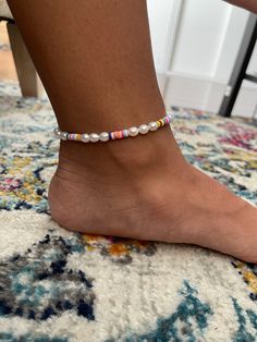 NEW ITEM! our new fun anklet for summer. add more accessories for your summer time Adjustable length Free shipping available Kids Christmas List, Summer Anklets, Pearl Anklet, Beach Swimsuit, Oct 31, Anklet Jewelry, Body Jewellery, Jewelry Inspo, New Item