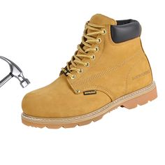 PRICES MAY VARY. ✅[STEEL-TOE BOOTS]: Resistant to slip, oil, heat and chemicals like acid and alkali, also electrical hazard (18KV/1mA means No leakage or leakage does not exceed 1 mA at 18KV within 1 minute). Safe, Tough and Durable, help you conquer challenging grounds like mud and snow. ✅[PREMIUM QUALITY]: Made with high-quality water-resistant Nubuck Leather and lined with moisture-absorbing performance fabric, keep your feet comfortable and dry all day. Non-marking rubber soles and classic Electrician Work, Good Work Boots, Men's Uniforms, Steel Toe Boots, Work Boots Men, Boots For Men, Safety Boots, Work Safety, Toe Boots