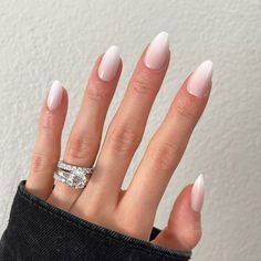 PRICES MAY VARY. 💗BLUSH OMBRE - Creamy white and nude ombre (not sheer)'d: This is one of the best sets for those days where you don’t want to put together a whole outfit coordinated with your nails when you go out, but still want to look good. They go from a rosy nude at the cuticle up to a glossy white at the top and can complement any outfit. ☝Length/Shape: Short Almond 💅These beautiful instant nails are formulated with top-quality gel for those who like a super shiny gloss or velvet matte Ombré Almond Nails, Ibiza Nails, Trip Nails, Bachelorette Nails, Ombre French Nails, Engagement Nails, Unghie Sfumate, Classy Nail, Spain Trip