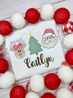 Christmas Embroidered Kids Shirt | Custom Christmas T Shirt | Personalized Holiday Children's Tops The listing picture shows the design on the actual shirt you will receive, but customized with your child's name. Fabrics or thread colors may be slightly different in the RARE case that if the true fabric or thread color becomes unavailable. I will contact you if there are in any altering changes that need to be made. I am using ARB Blanks and AJ Blanks for my shirts depending on the inventory I have left and can still order. The design is embroidered, meaning it is stitched into the shirt for great quality and durability. If you have any questions please let me know. Thank you! Machine Wash COLD & HANG DRY Embroidered on high quality boutique style cotton T-shirts. **If you would like a shi Kids Christmas Shirts, Christmas Shirts For Kids, Christmas Tops, Thread Colors, Boutique Style, Christmas T Shirt, Christmas Girl, Custom Christmas, Kids Tops