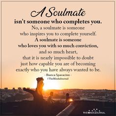 a person sitting on top of a hill with the sun setting in the background and a quote about soulmate