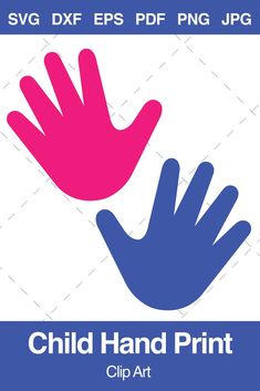 the child hand print is shown in pink and blue, with two hands reaching for each other