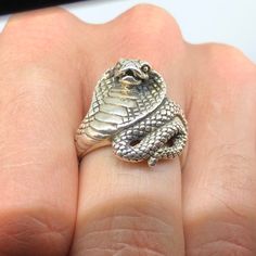 Solid Sterling Silver Ring Handmade in London Order yours today! Snake-shaped Engraved Rings For Gifts, Snake Shaped Engraved Rings For Gifts, Engraved Snake-shaped Rings For Gifts, Engraved Snake Shape Ring For Gift, Octopus Ring, Cobra Snake, Oxidized Silver Rings, Animal Ring, Gothic Rings