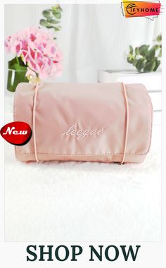 Pink Detachable Gauze Cosmetic Bag Pink Packable Pouch Bag, Foldable Travel Pouch Bag, Multifunctional Foldable Pouch Bag, Foldable Pouch Bag For Storage, Cosmetic Bag, On Sale, Free Shipping, Pink