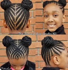 Cornrow Buns, Daughter Hairstyles, Kids Style Hair, Kids Braids, Natural Hairstyles For Kids