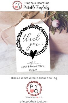 wedding thank tags with the words thank you