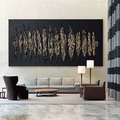 Large Black and Gold Abstract Art Minimalist Wall Art Gold Textured Wall, Gold Oil Painting, Black Paintings, Gold Abstract Art, Art Deco Paintings, Large Abstract Wall Art, Home Decor Christmas Gifts, Wall Canvas Painting, Modern Oil Painting