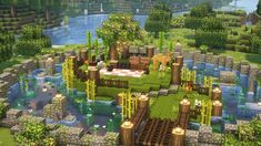 [Minecraft] 🌿✨ Aesthetic Axolotl Pond Tutorial / Mizuno's 16 Craft Resou... Turtle Pen Minecraft, Minecraft Pond Tutorial, Cute Minecraft Axolotl Pond, Pond House Minecraft, Axolotl Pen In Minecraft, Koi Fish Pond Minecraft, Minecraft Pond House, Minecraft Duck Pond, Axolotl Tank Ideas Minecraft In Wall