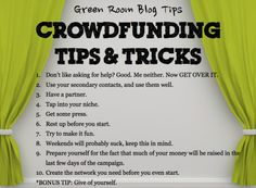 green room blog tips crowdfunding tips and tricks on white background with black text