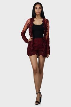 two piece short set burgundy front Chic Lace Shorts With Lace Trim, Summer Party Shorts With Lace Trim, Chic Short Length Lace Shorts, Elegant Fitted Shorts For Going Out, Chic Shorts With Lace Trim, Elegant Fitted Evening Shorts, Chic Lace Shorts, Elegant Lace Shorts For Summer, Chic Fitted Evening Shorts