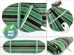 the instructions for making a dogy driver hoodedie are shown in green and black stripes