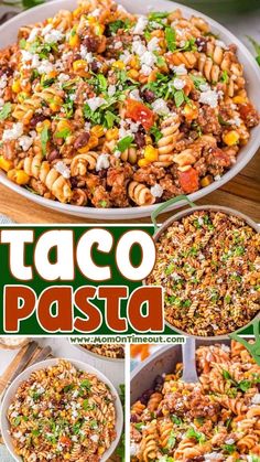 taco pasta collage with the title above it