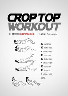 a poster with instructions on how to do the crop top workout