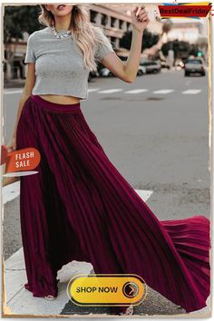 Pleated Maxi Skirts Non-stretch Pleated Maxi Skirt For Fall, Casual Pleated Maxi Skirt For Winter, Trendy Flowy Maxi Skirt For Fall, Fall Pleated Maxi Skirt For Day Out, Trendy Flowy Skirt For Winter, Trendy Flowy Winter Skirt, Fall Day Out Skirt In Solid Color, Fall Day Out Solid Color Skirt, Casual Pleated Skirt For Fall Party