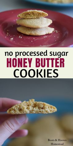 no processed sugar honey butter cookies on a red plate