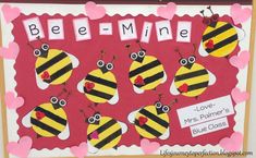 a bulletin board with bee - mine written on it