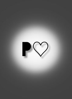 a black and white photo with the word p in it's center, surrounded by a heart