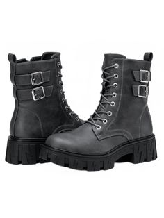 1.Heel Height:2.0"(approx)
2.These stylish moto boots have soft latex insole make comfort and the inner zipper for easy take on and off.
3.Women's combat boots with premium uppers can make your foot feel comfortable all day long.
4.Double Buckle design add specialty to these lace-up boots.
5.Fashionable style is more suitable for daily leisure, entertainment and parties. Of course, it is also suitable for business office.Women's 9612 Combat Boots, Platform Ankle Booties Lace-Up Lug Sole Inner Zi Combat Boots Platform, Women's Combat Boots, Women Ankle Boots, Boots Platform, Womens Combat Boots, Moto Boots, Lug Sole, Lace Up Boots, Business Office