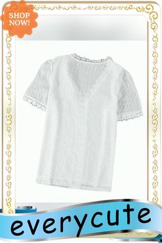 White Lace Splicing V-neck Chiffon Short Sleeve Top Chiffon Shorts, Lace Splicing, Top Women, Women Tops, Short Sleeve Top, White Lace, Short Sleeves Tops, Sleeve Top, Chiffon