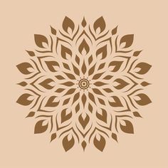 a brown and white flower design on a beige background