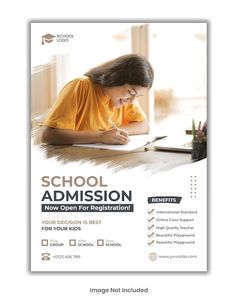 School admission flyer template design | Premium Psd #Freepik #psd #flyer-template #a4-flyer #flyer #modern-flyer Psychology Posters, School Flyer, Graphic Design Business Card, About School, Psd Flyer, School Admissions, School Logo, Flyer Design Templates, Design Business