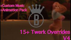 an animated character with a crown on it's head and the words, custom music animation pack 15 + twek overindes v4