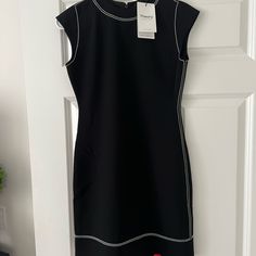 Theory Embroidered Shift Dress In A Size 00. Black And White. Admiral Crepe. Cap Sleeve. Brand New With Tags. Originally $365. Casual Embroidered Workwear Dresses, Casual Embroidered Work Dresses, Casual Embroidered Dresses For Work, Zip Front Dress, Sundress Summer, Black Short Sleeve Dress, Day To Night Dresses, Theory Dress, Linen Midi Dress