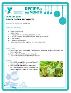 recipe for the month lucky green smoothie