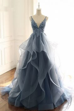 Blue Bridal Dress, Prom Dress Black, Ruffle Prom Dress, Skirt Diy, Skirt Tulle, Organza Wedding, Tulle Evening Dress, 파티 드레스, Prom Dress Ideas