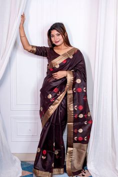 Saree Fabric : Banarasi Silk Saree Color : Dark Coffee Saree Length : 5.5 Meter Blouse Length : 0.8 Meter Saree Work : Zari Woven Work Wash : Dry Clean Product color may little differ as per the brightness or color settings of your device Festive Brown Traditional Wear For Ceremonies, Brown Traditional Wear With Cutdana For Puja, Brown Traditional Drape For Puja, Brown Traditional Wear For Puja, Brown Chanderi Traditional Wear For Puja, Brown Cutdana Embellished Dupatta For Navratri, Brown Pallu Traditional Wear For Puja, Brown Cutdana Dupatta For Navratri, Brown Traditional Wear With Zari Work For Ceremonies