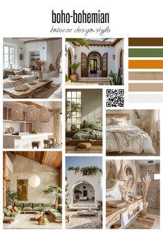 a collage of photos showing different types of furniture and decor in various colors, including white