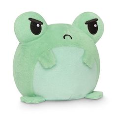 a green frog stuffed animal with big eyes