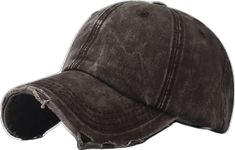 an old black baseball cap with torn edges