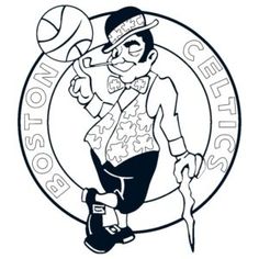 a black and white drawing of a man with a basketball in his hand holding a ball