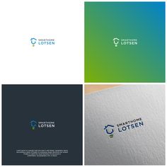 the logo for marathon loten is shown in four different colors and font styles, including blue