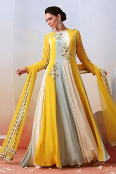 Shop for Isha Gupta Tayal Multi Color Crepe Colorblock Anarkali With Dupatta for Women Online at Aza Fashions Luxury Anarkali Lawn Suit For Formal Occasions, Designer Anarkali Set With Resham Embroidery, Ankle-length, Designer Ankle-length Anarkali Set With Resham Embroidery, Floor-length Anarkali Set For Eid, Floor-length Anarkali Churidar With Zari Work, Eid Anarkali Georgette Anarkali Set, Floor-length Anarkali Set With Dupatta For Diwali, Eid Georgette Anarkali Set, Anarkali Floor-length Churidar With Zari Work