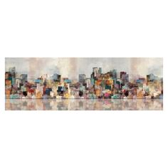 an abstract painting of a cityscape with lots of buildings in the foreground