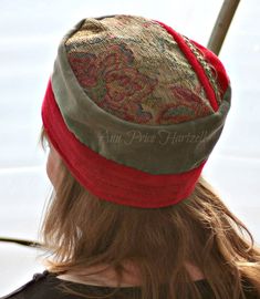 "Hat Pillbox Hat - Needlepoint floral crown with matching fancy cording trim. Hat crown of floral needlepoint in moss, red, yellow, and teal. This pillbox hat has a Red Velvet brim and trim. Pillbox hat sides of cut moss velveteen. Red satin lined. The hat measures 21 1/2\" in circumference and is 5\" in height.  See more Hats along with Parasols, Masks, and Fascinators at www.designAnn.Etsy.com Hat" Bohemian Adjustable Bonnet For Festivals, Adjustable Bohemian Bonnet For Festivals, Red Bohemian Embroidered Hat, Vintage Beanie Hats For Festivals, Adjustable Bohemian Bonnet, Bohemian Red Brimmed Hat, Bohemian Brimmed Bonnet One Size, Bohemian Brimmed Bonnet One Size Fits Most, Bohemian Brimmed Bonnet