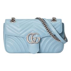 GUCCI GG Marmont Shoulder Bags Rich Vibes, Gg Marmont Small Shoulder Bag, Bag Closet, Tas Bahu, Gucci Store, Gucci Gifts, Chain Strap Bag, Bleu Pastel, Gucci Gg Marmont