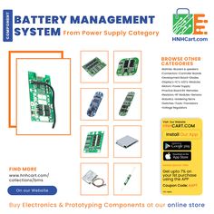 an advertisement for the battery management system from power supply category, featuring electronic components