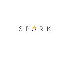 the word spark is written in black and gold