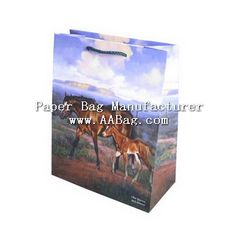 a paper bag with two horses on it